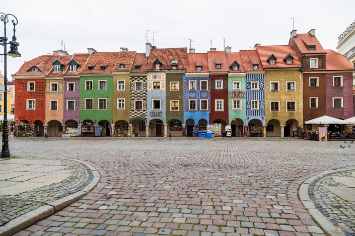 A row of houses from the 16th century at the old market of Poznan