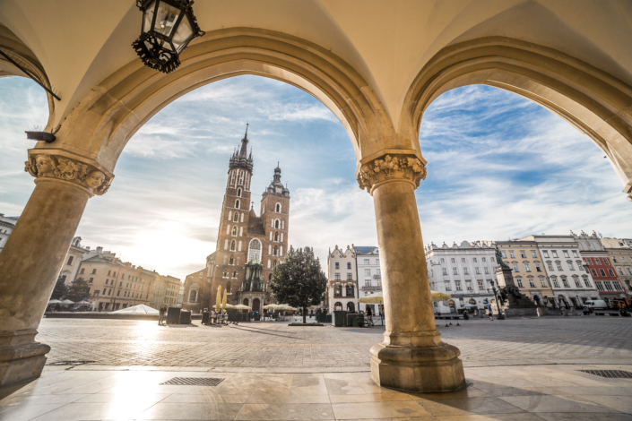 Market square in Cracow, Poland
