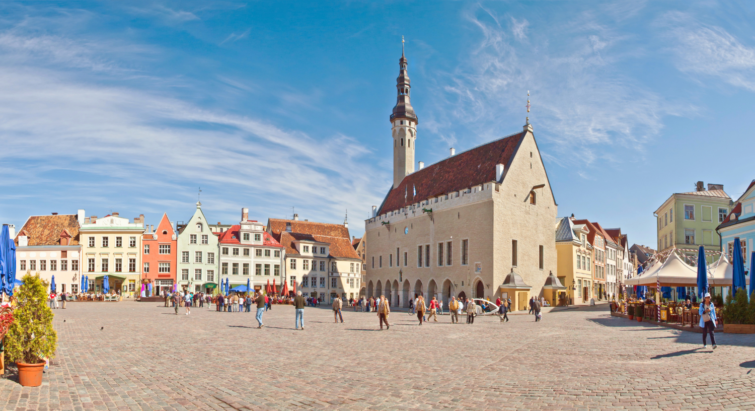 Tallinn Town Hall and Town Hall Square in Tallinn, Estonia 