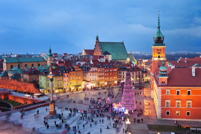 Old Town in Warsaw at Evening